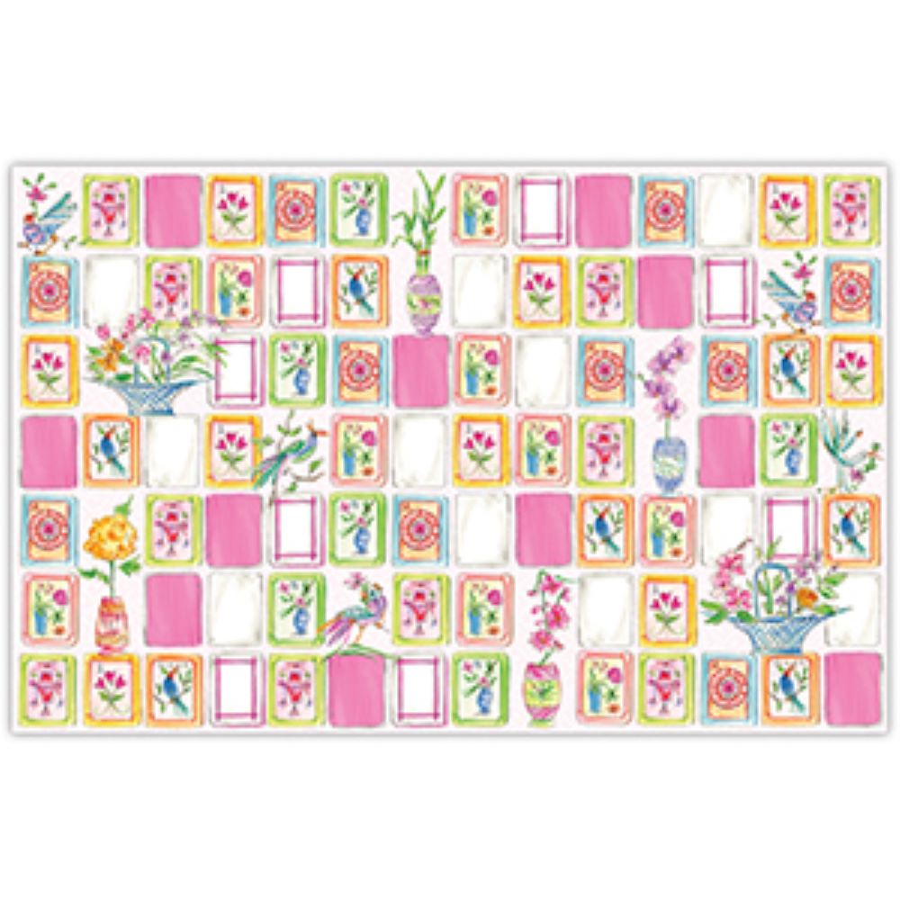 Pink & Green Mahjong Tiles Placemats