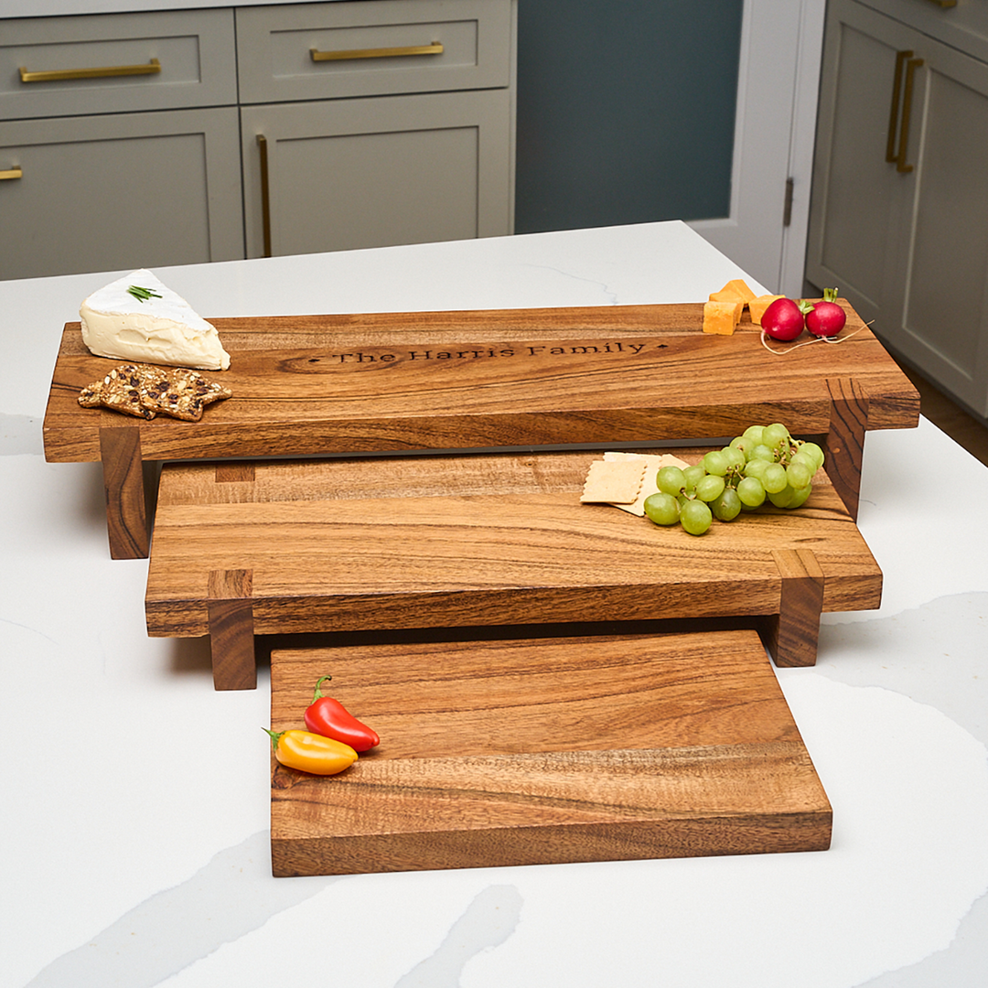 Modern Set of Acacia Nesting Boards | Personalize | 24"