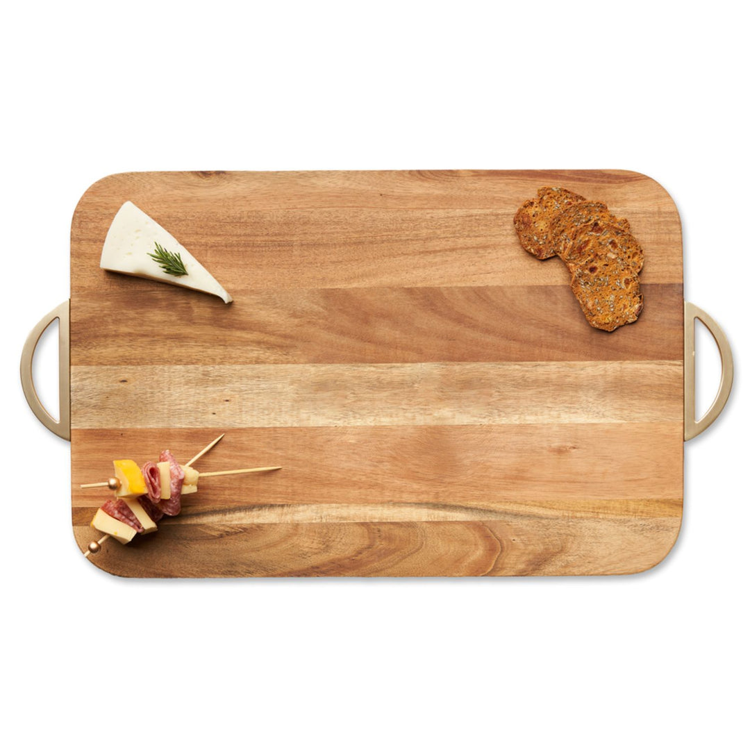 Acacia Wood Cutting + Cheeseboard w/ Gold Handles | 18 x 12"