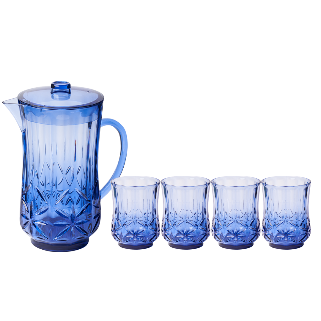 Pitcher & 4 Pack Short Tumblers | Classic | Blue