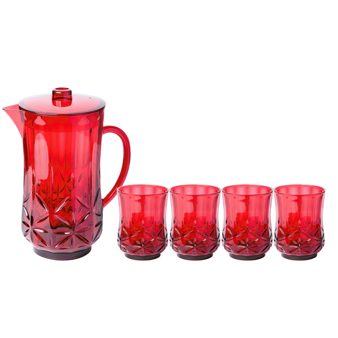 Pitcher & 4 Pack Short Tumblers | Classic | Red
