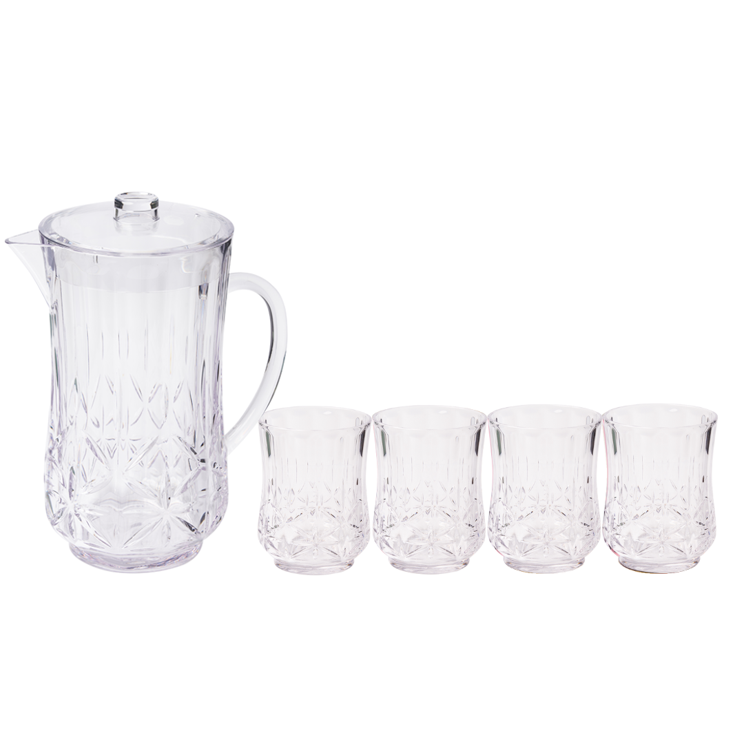 Pitcher & 4 Pack Short Tumblers | Classic | Clear