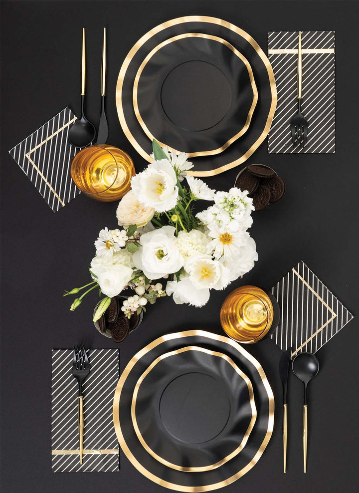 Black & Gold Bella Assorted Plastic Cutlery/36pc, Service for 12