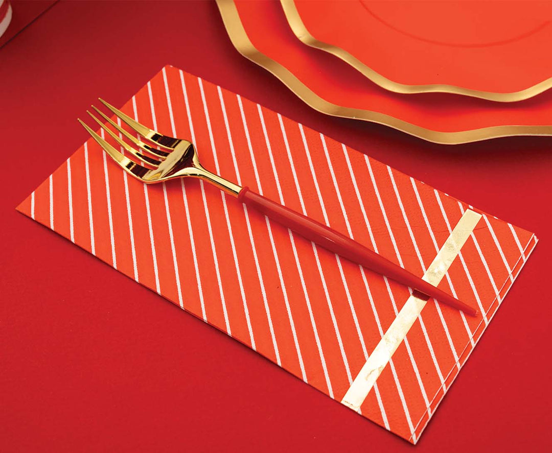 Red & Gold Bella Assorted Plastic Cutlery/24pc, Service for 8