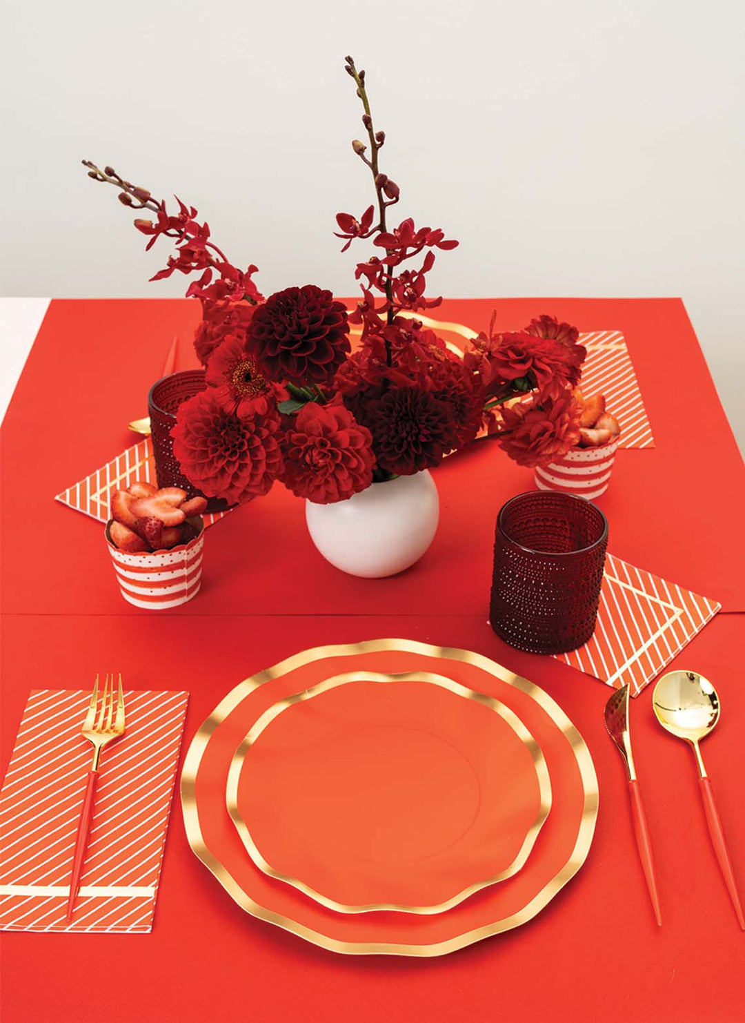 Red & Gold Bella Assorted Plastic Cutlery/24pc, Service for 8