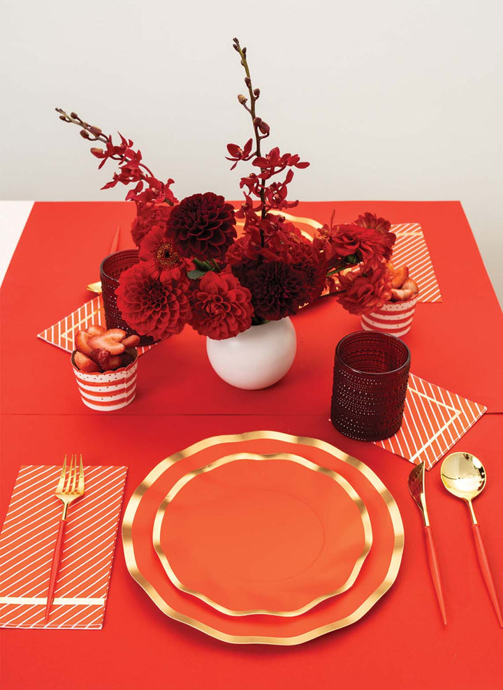 Red & Gold Bella Assorted Plastic Cutlery/24pc, Service for 8