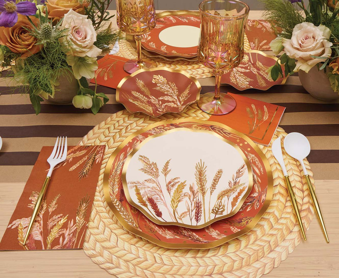 Harvest Wheat Wavy Salad Plates/8pk