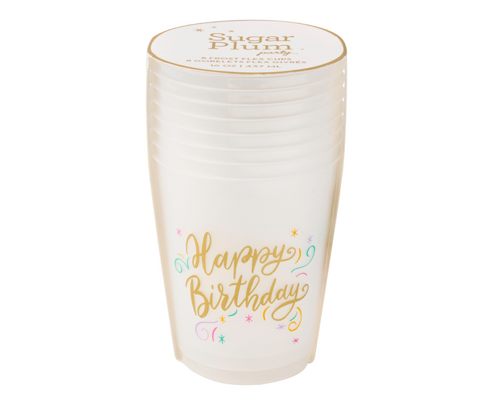 Cocktail Cheers Frost Flex Cups/8pk - Happy Birthday