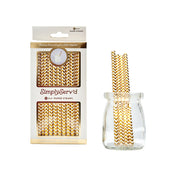 Gold Chevron Paper Cocktail Straw/25pk - Gift Box