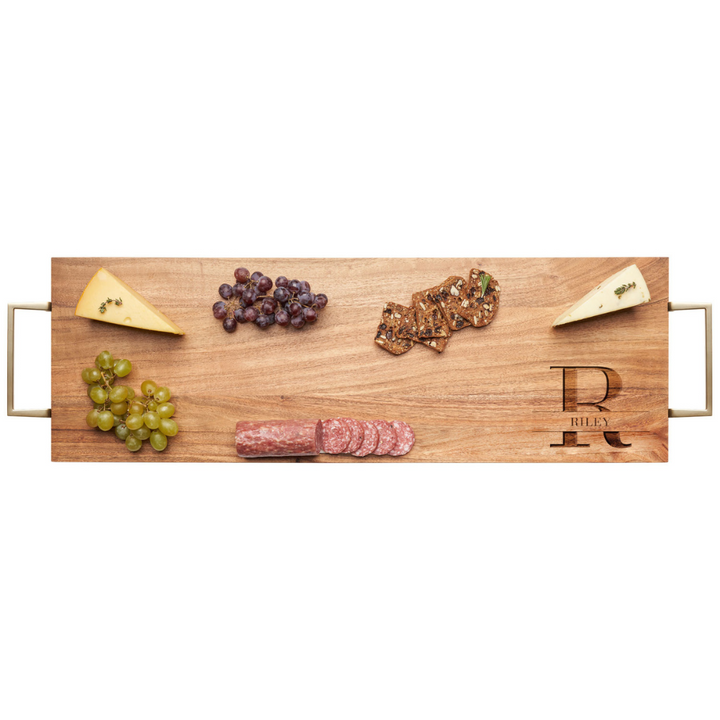Acacia Serving Board with Gold Handles | 30 x 10"