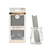 Black Chevron Paper Cocktail Straw/25pk - Gift Box