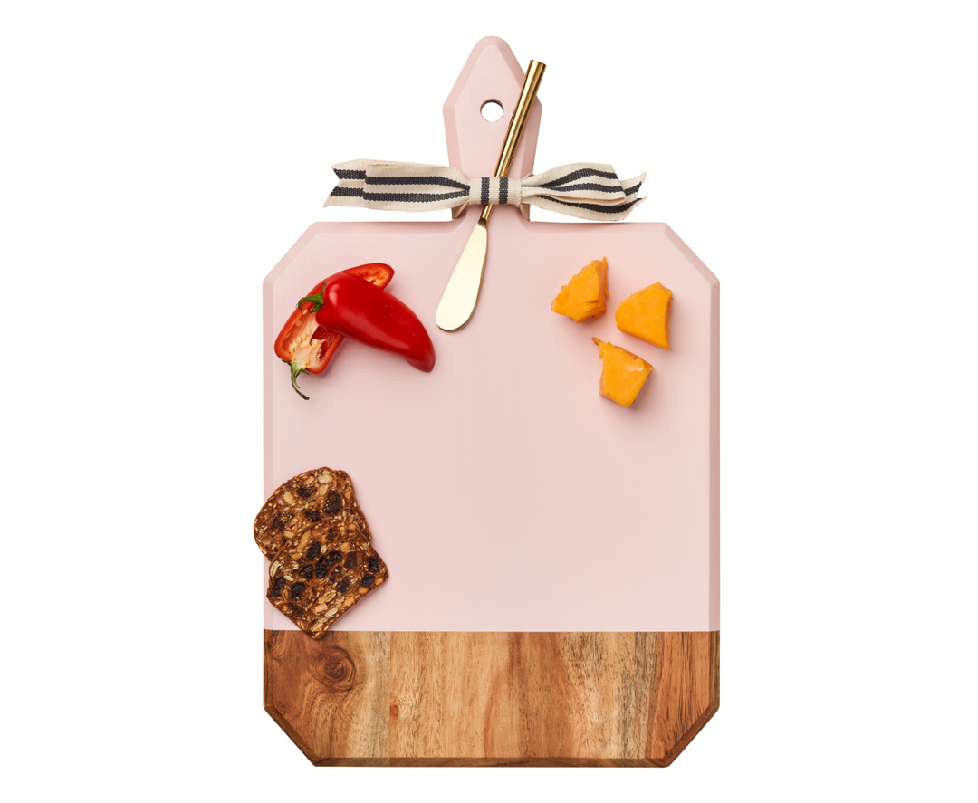 16" x 10" Acacia Heirloom Board n Blush with Gold Spreader
