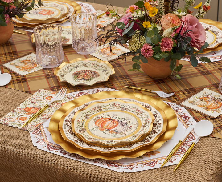 Turkey & Gourds Salad Plates/8pk