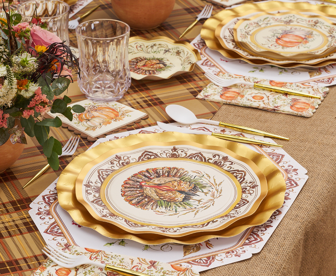 Turkey & Gourds Dinner Plates/8pk