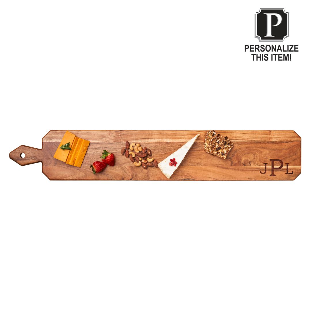Acacia Heirloom Board w/ Handle Skinny | Personalized | 34 X 6"