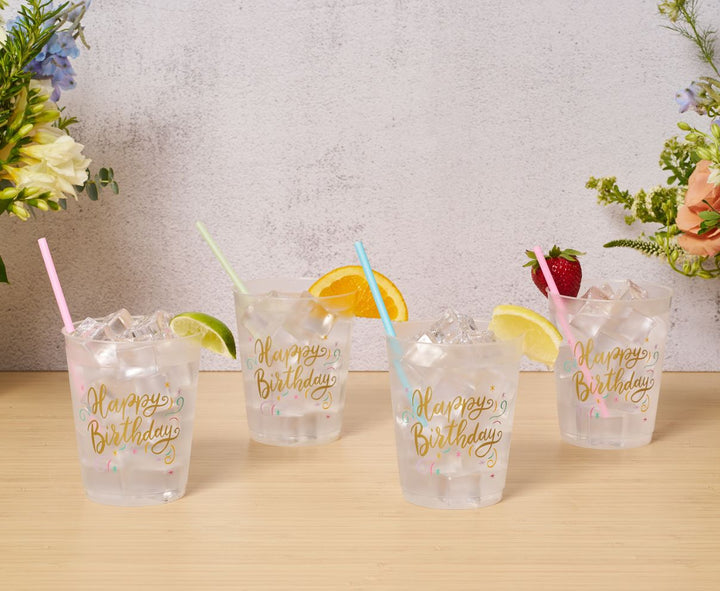 Cocktail Cheers Frost Flex Cups/8pk - Happy Birthday
