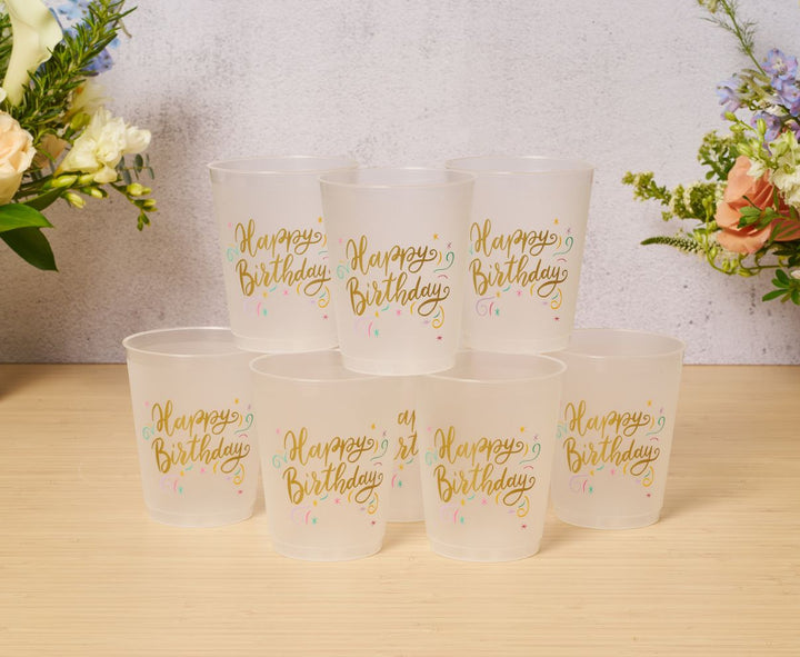 Cocktail Cheers Frost Flex Cups/8pk - Happy Birthday