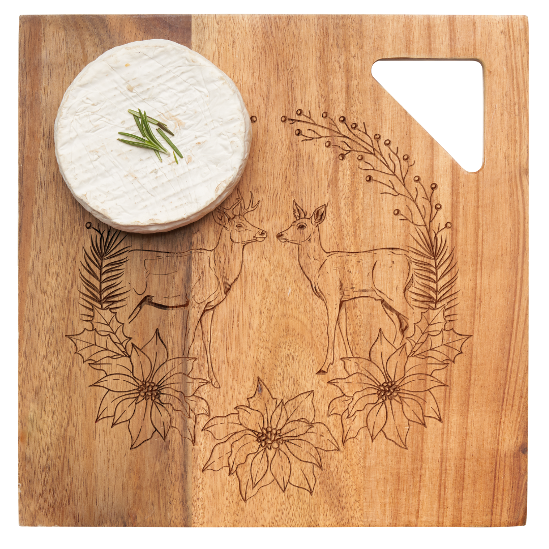 Acacia Modern Geo Square | Deer Wreath | 9 x 9"