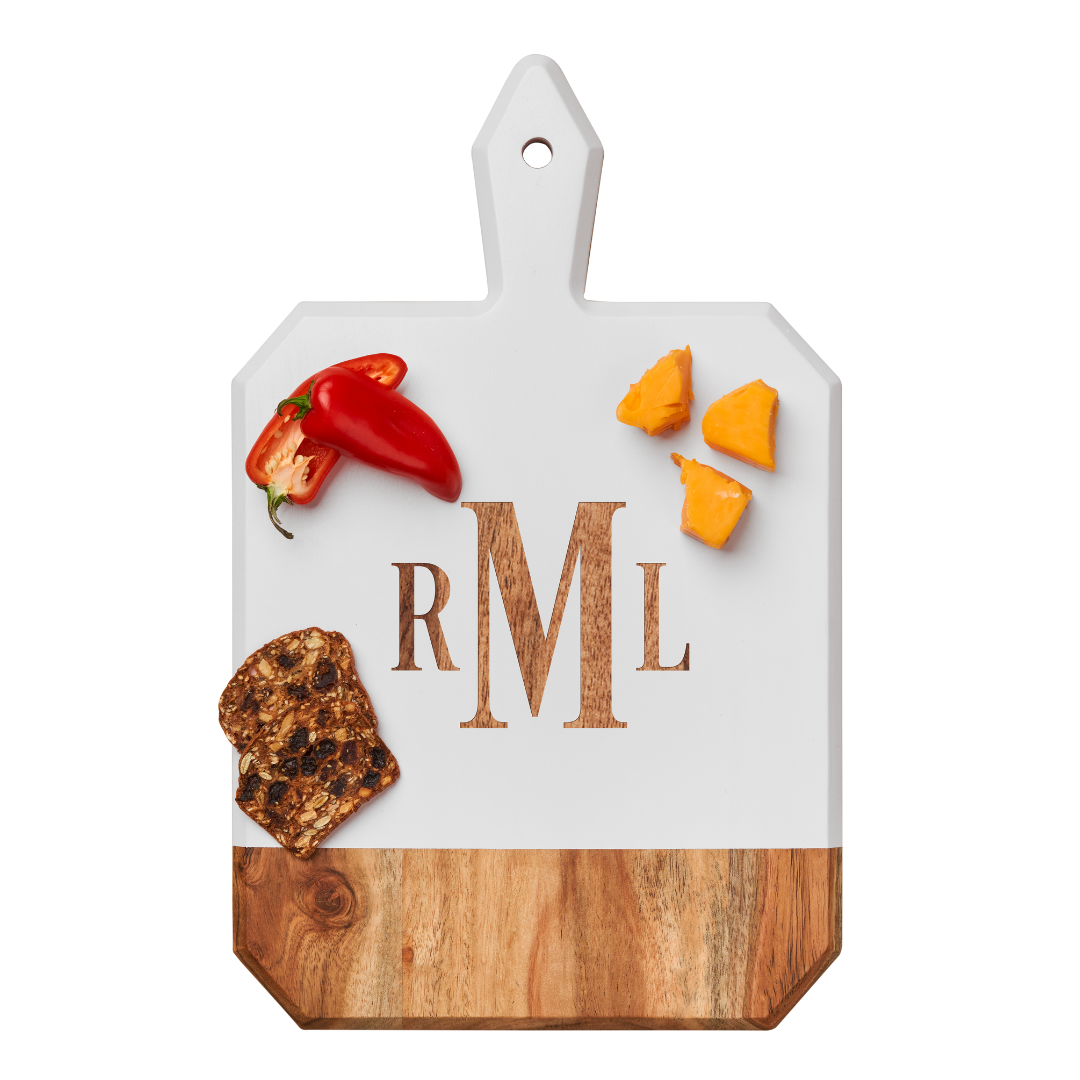 Acacia Heirloom Board Rectangle In White Color | Personalize | 16 x 10"