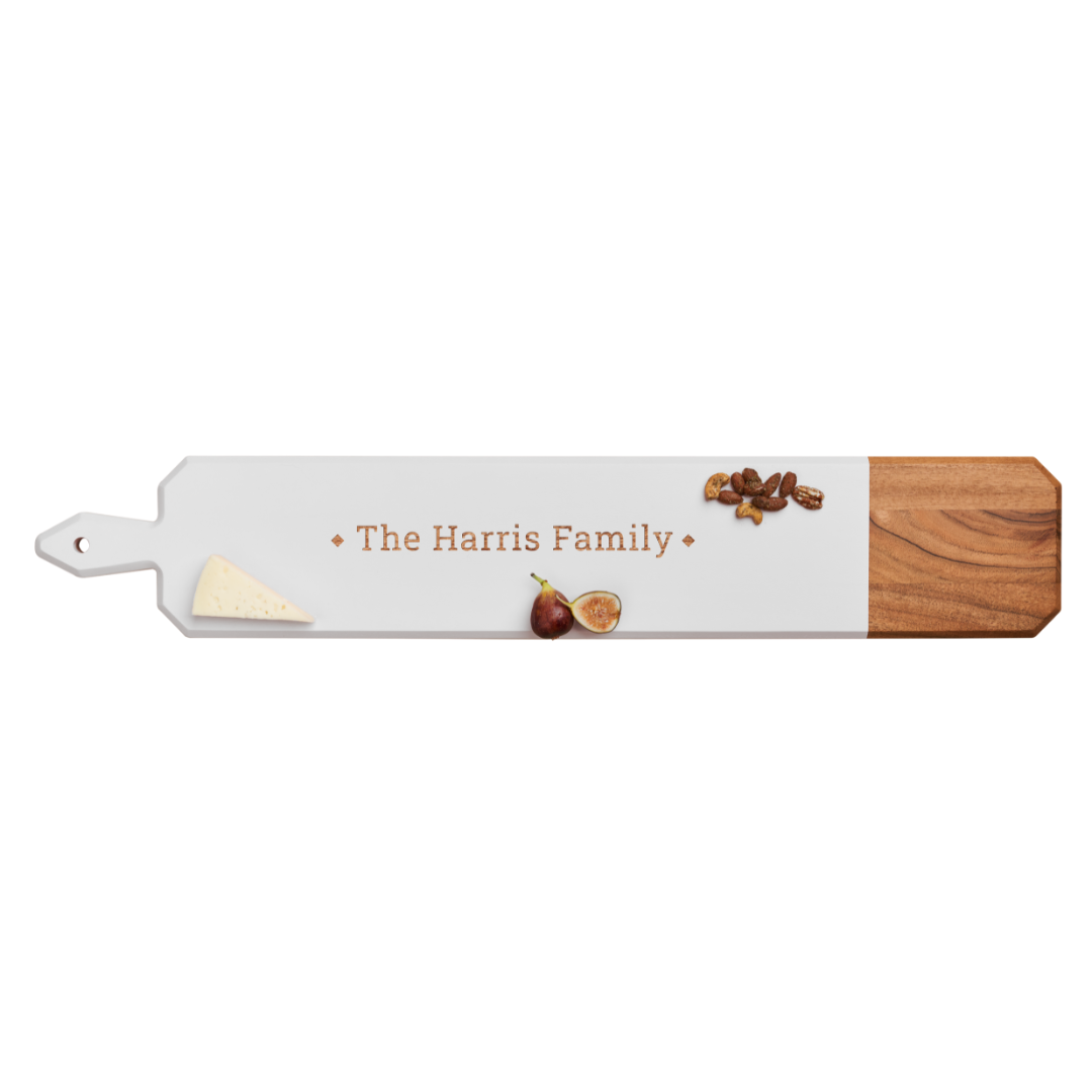 Acacia Heirloom Board Skinny In White Color | Personalize | 34 x 6"