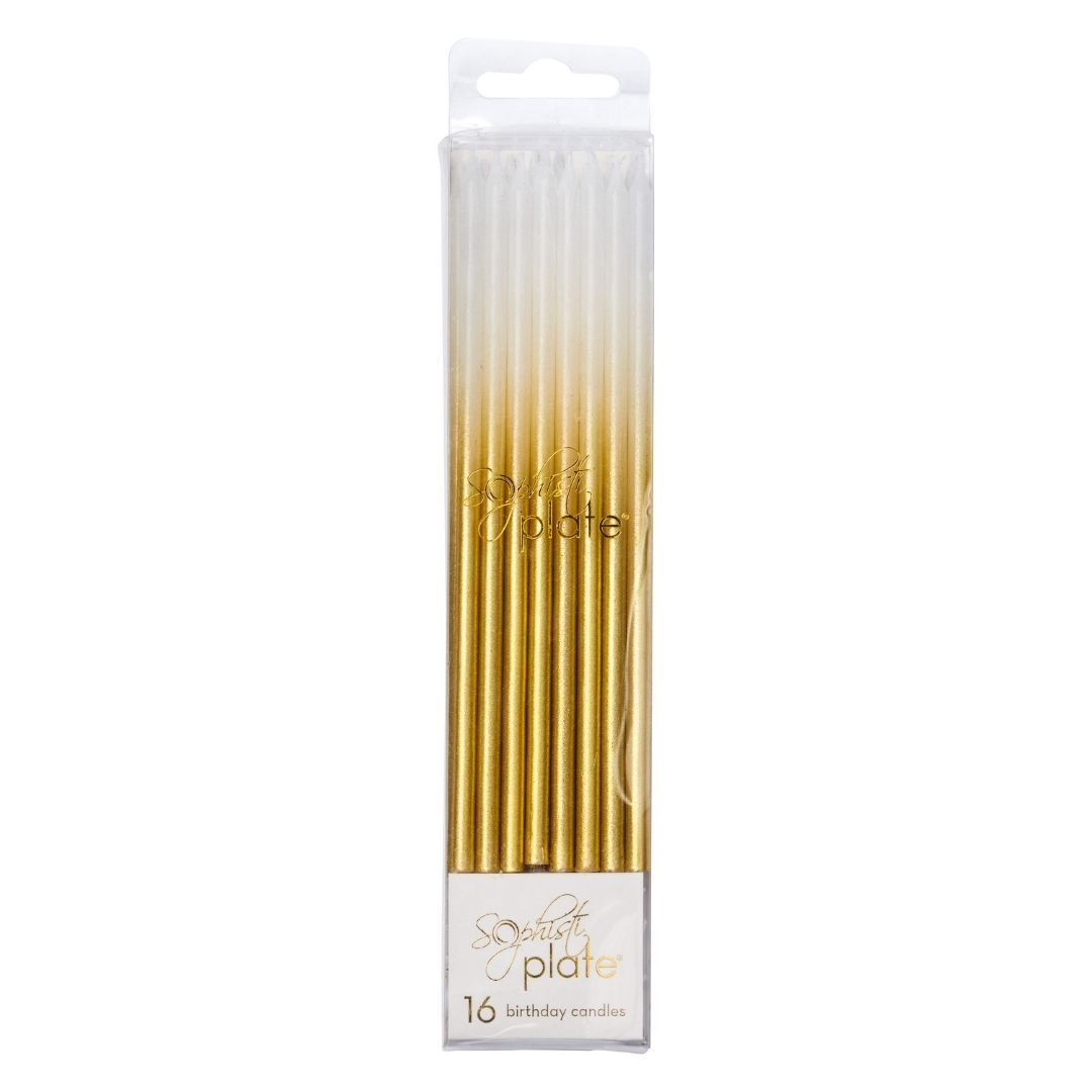 Birthday Candles Gold & White - 16pkg