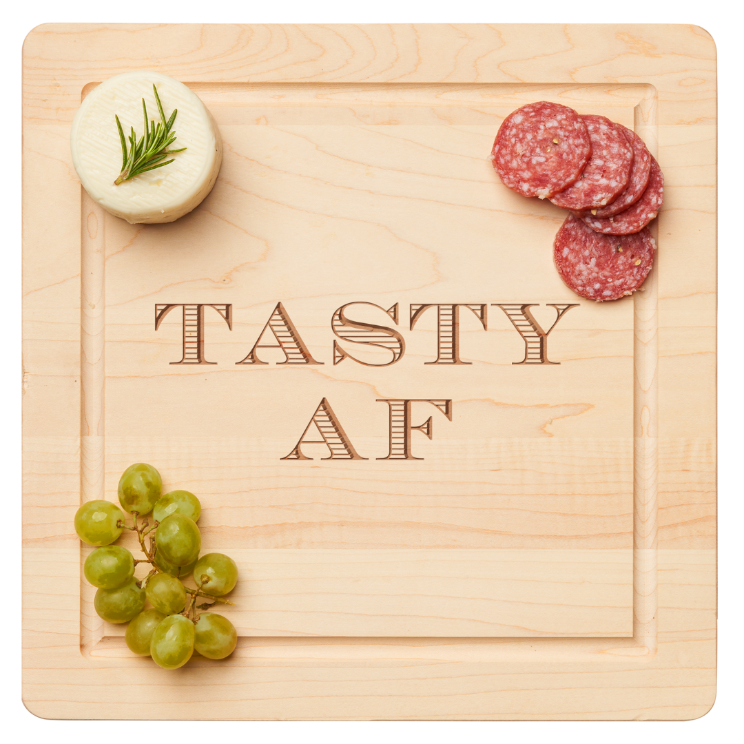 Maple Wood Cutting & Cheeseboard Square | Tasty AF | 12 x 12"
