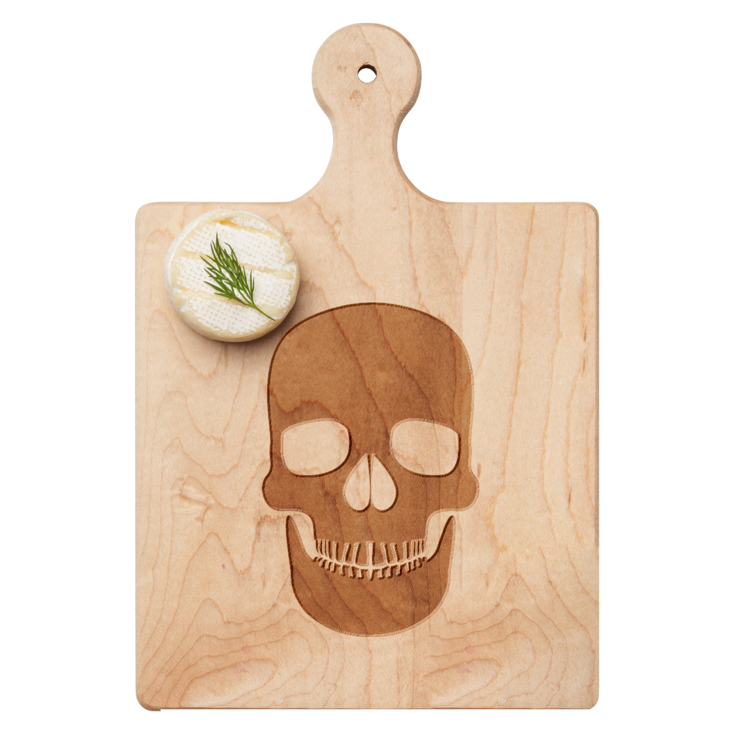 Artisan Maple Paddle Board | Skull | 9 x 6"