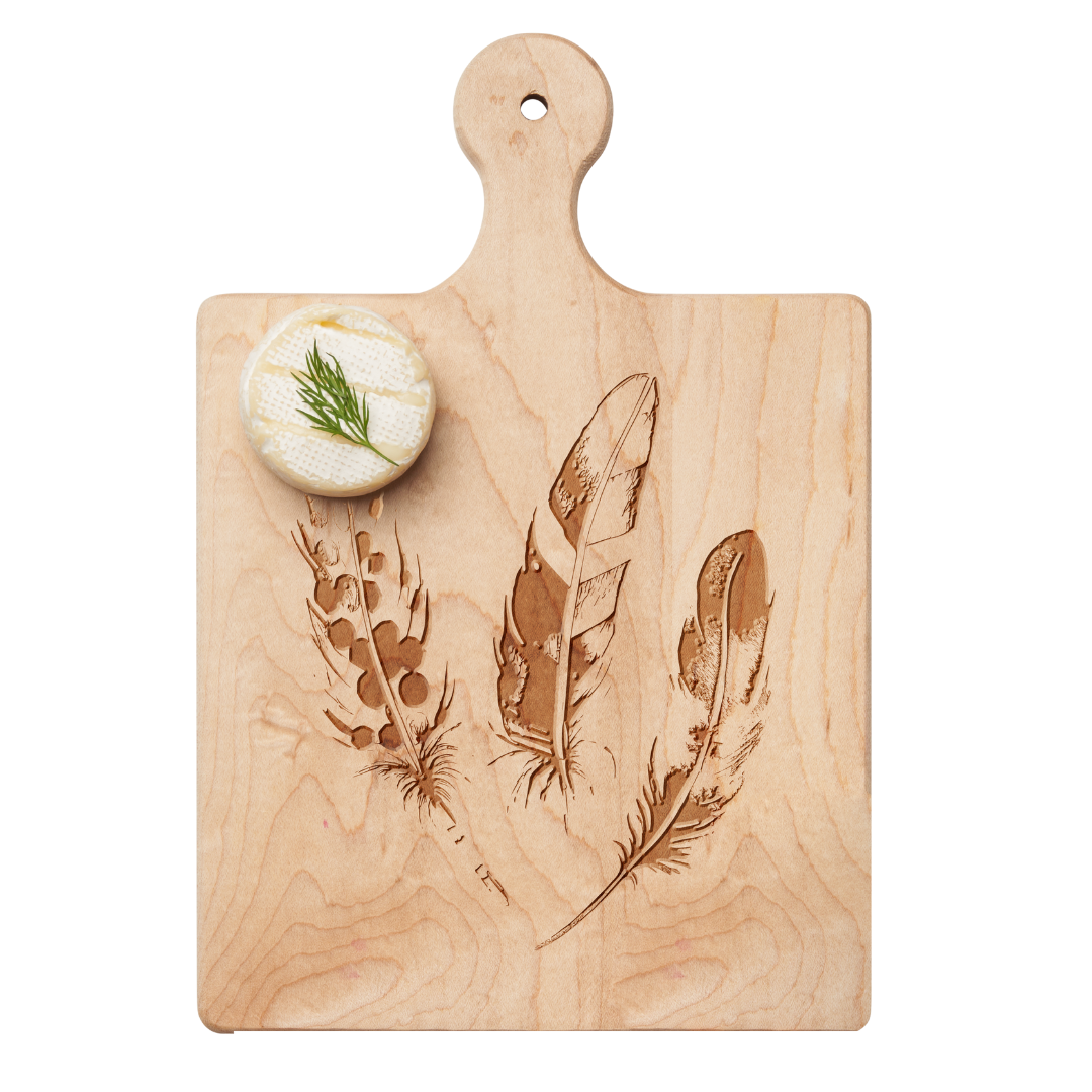 Artisan Maple Paddle Board | Feathers | 9 x 6"