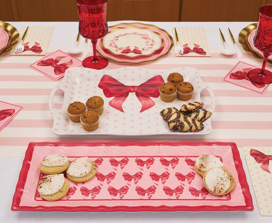 Pink Bows Melamine Serving Tray