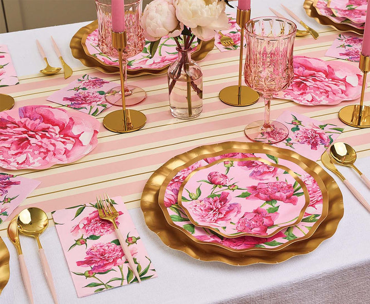 Peony Salad Plate Pink Peonies - 8pkg