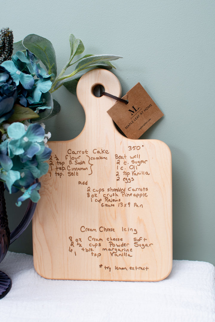 Engraved Recipe Maple Board | Personalized Recipe |  12 x 8