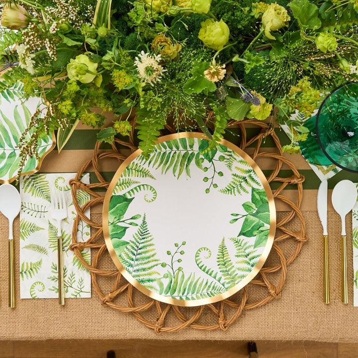 Fern & Foliage Table Setting For 8 Guests