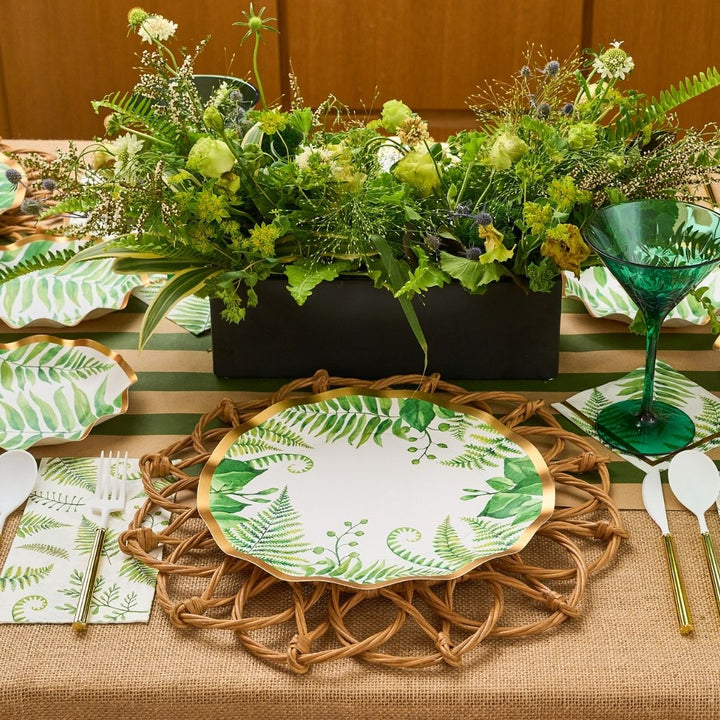 Fern & Foliage Table Setting For 8 Guests