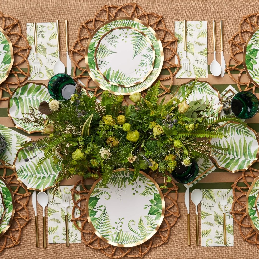 Fern & Foliage Table Setting For 8 Guests