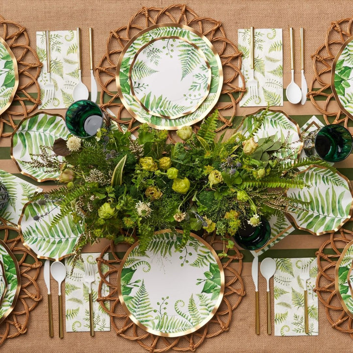 Fern & Foliage Table Setting For 8 Guests