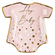 Onesie Die Cut Salad Plate Hey Baby Pink - 8pkg
