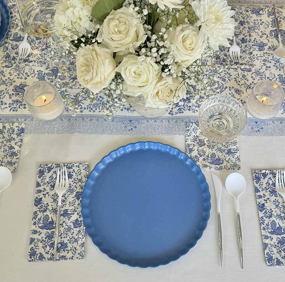 Royal Peacock Table Setting - French Blue