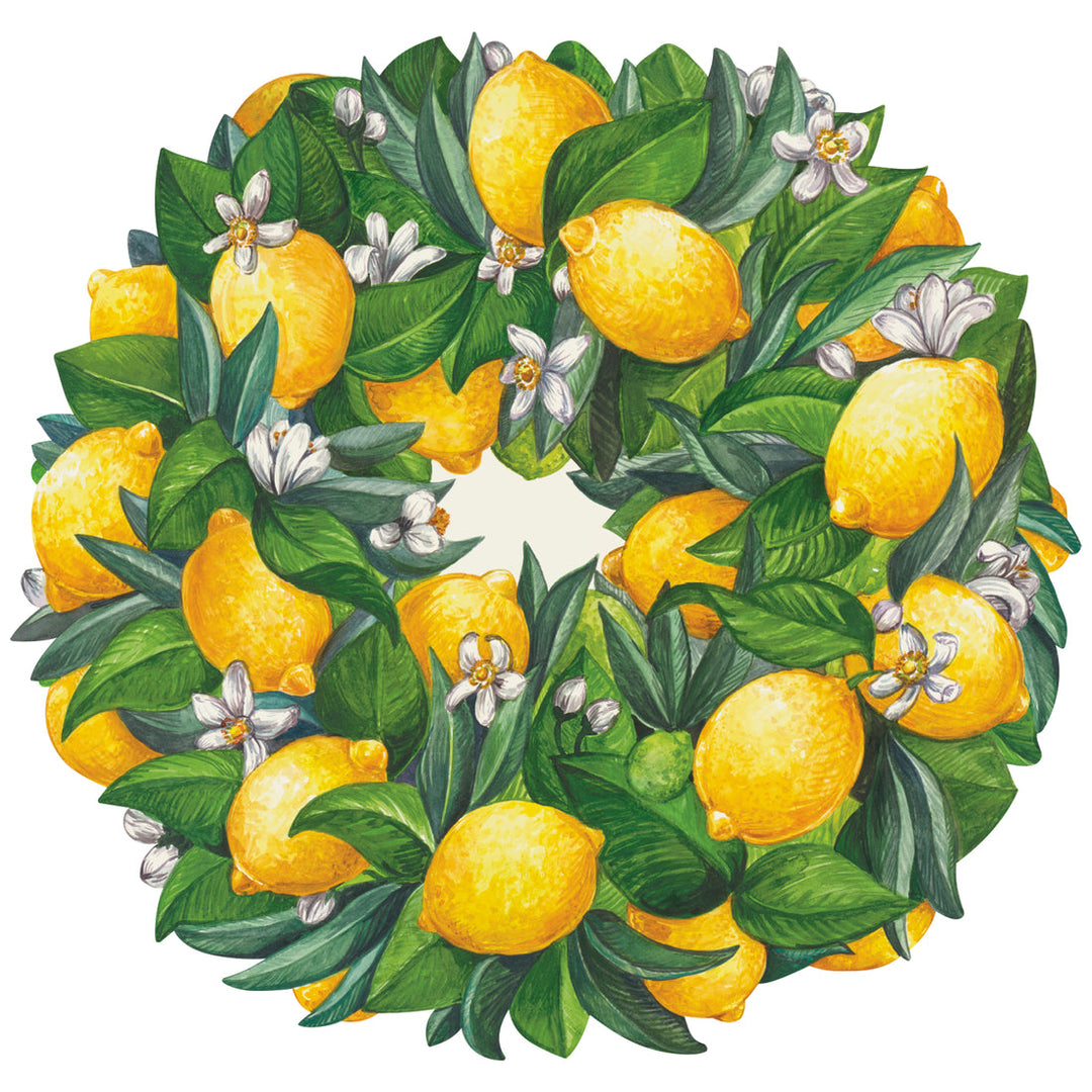 Lemon Wreath Paper Placemat - 12 Sheets
