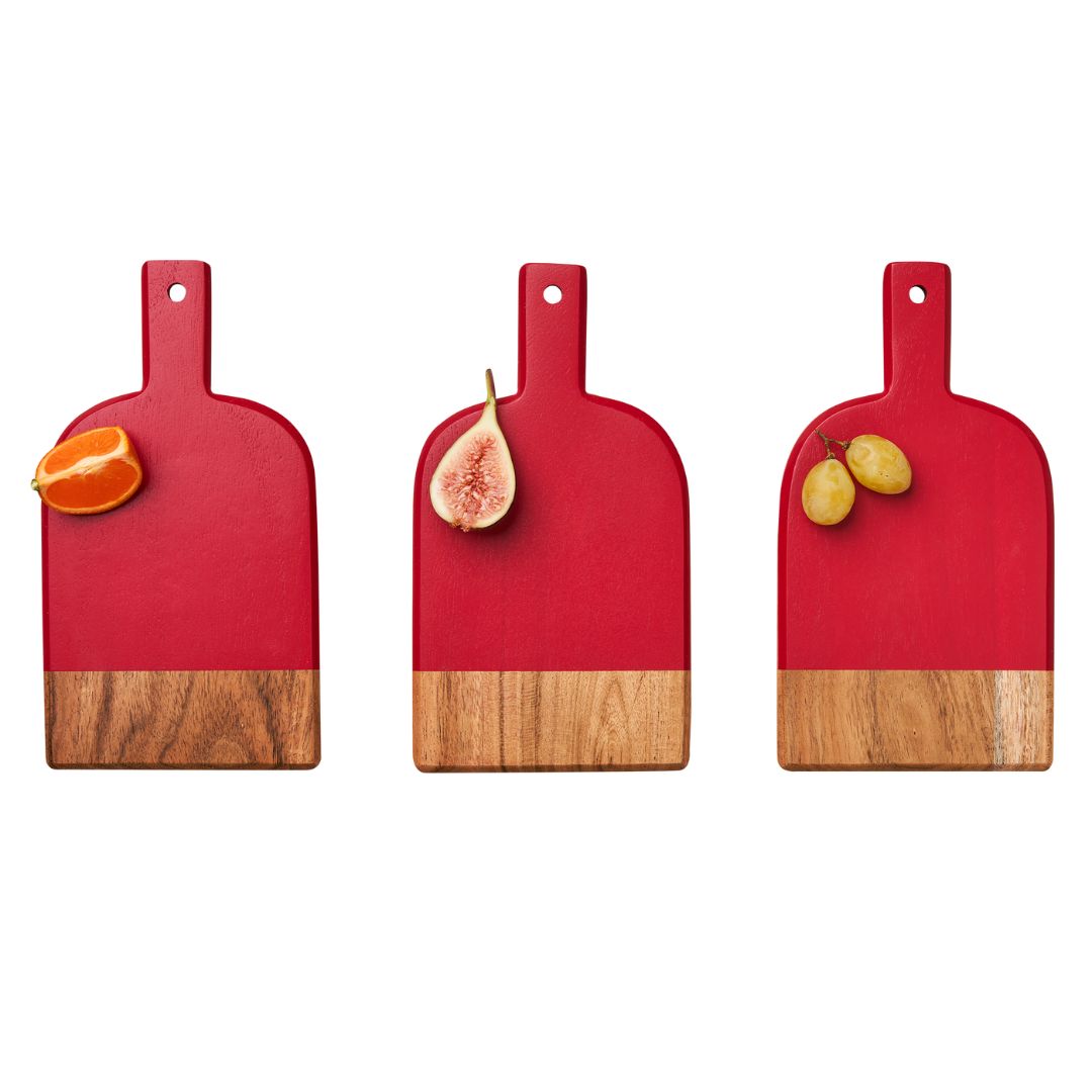 Mini Bevel Boards - Set of 3 with Ribbon | Red | 8 x 4.25"