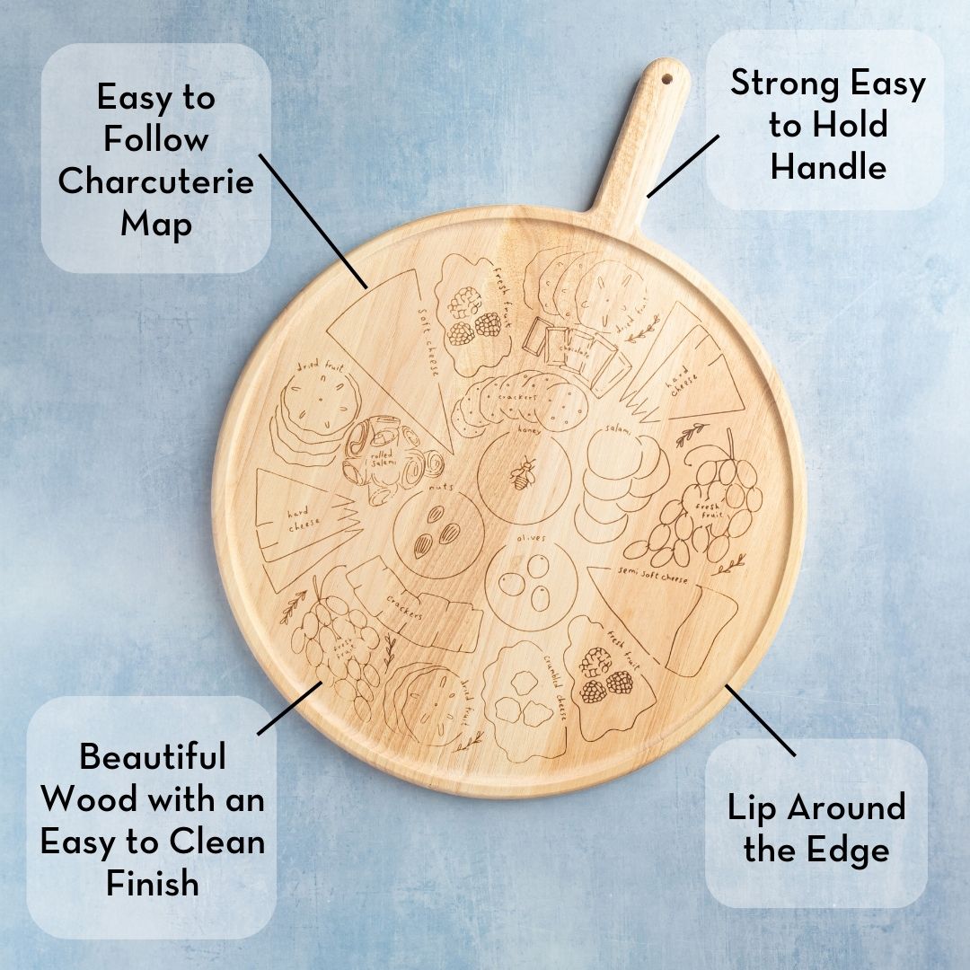 Meg Quinn Charcuterie Map Board | Round w/ Handle | 22