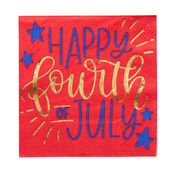 Modern Patriotic Cocktail Napkins Happy 4th/20pk