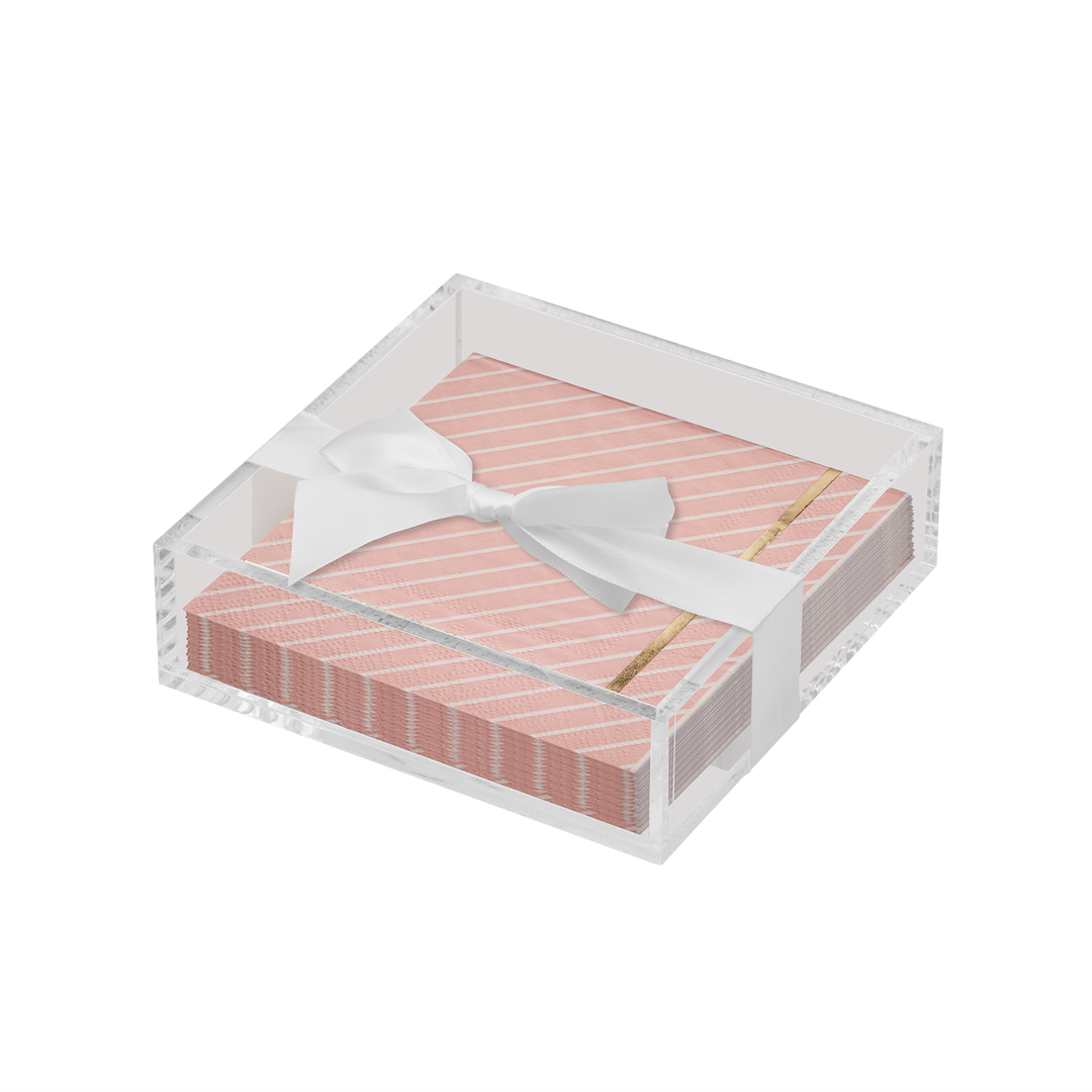 Acrylic Napkin Tray, Clear with Cocktail Napkin - Everyday Blush