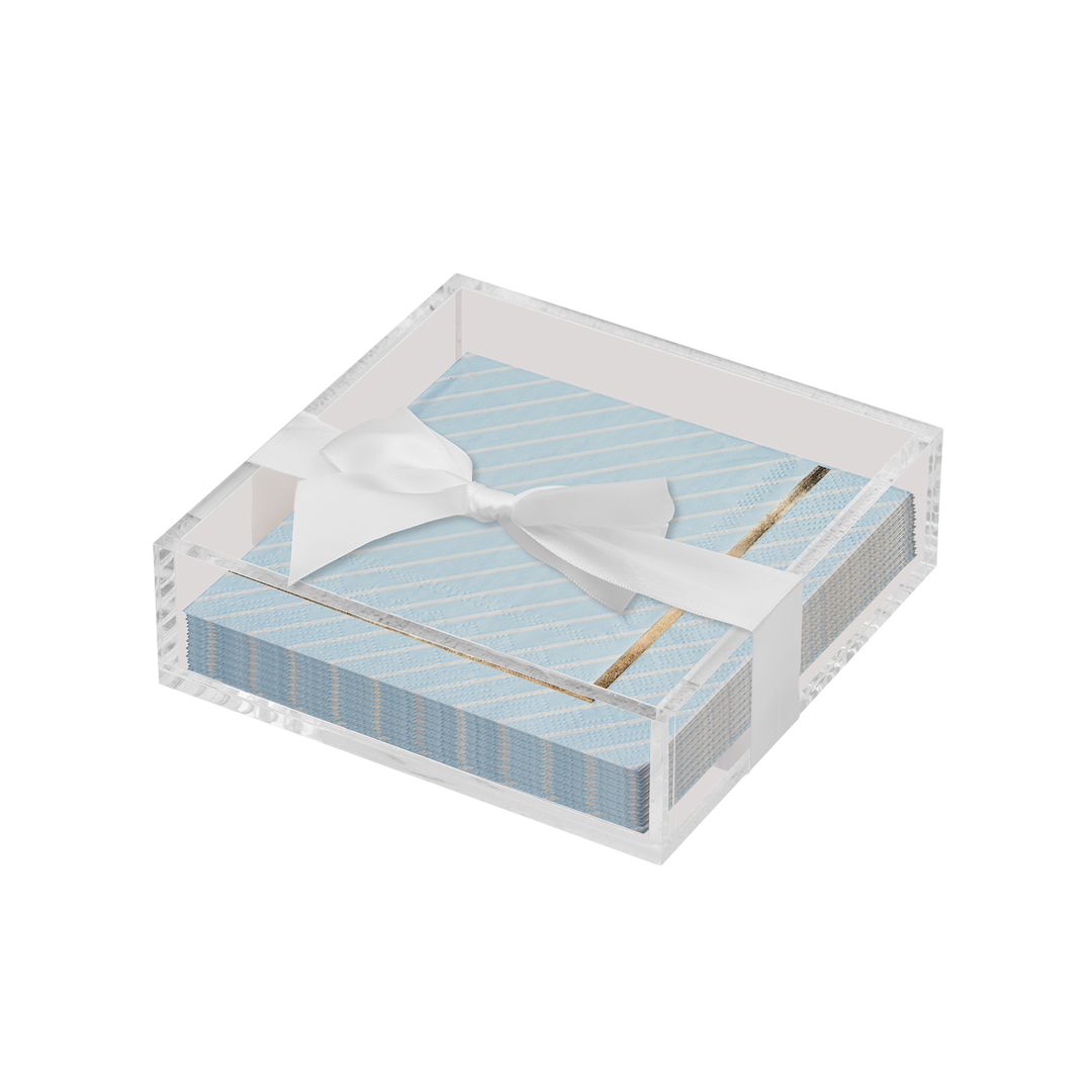 Acrylic Napkin Tray, Clear with Cocktail Napkin - Everyday Sky Blue