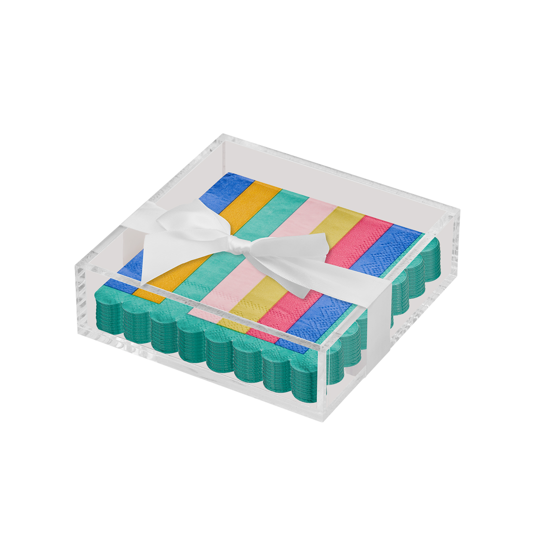 Acrylic Napkin Tray, Clear with Cocktail Napkin - Panoply