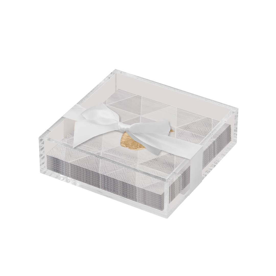 Acrylic Napkin Tray, Clear with Cocktail Napkin, Clear - Golden Apple