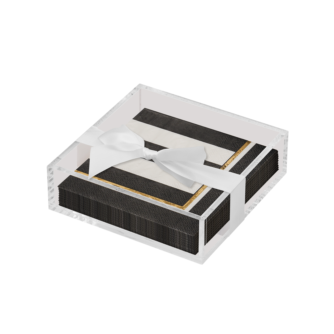 Acrylic Napkin Tray, Clear with Cocktail Napkin - Cordoba