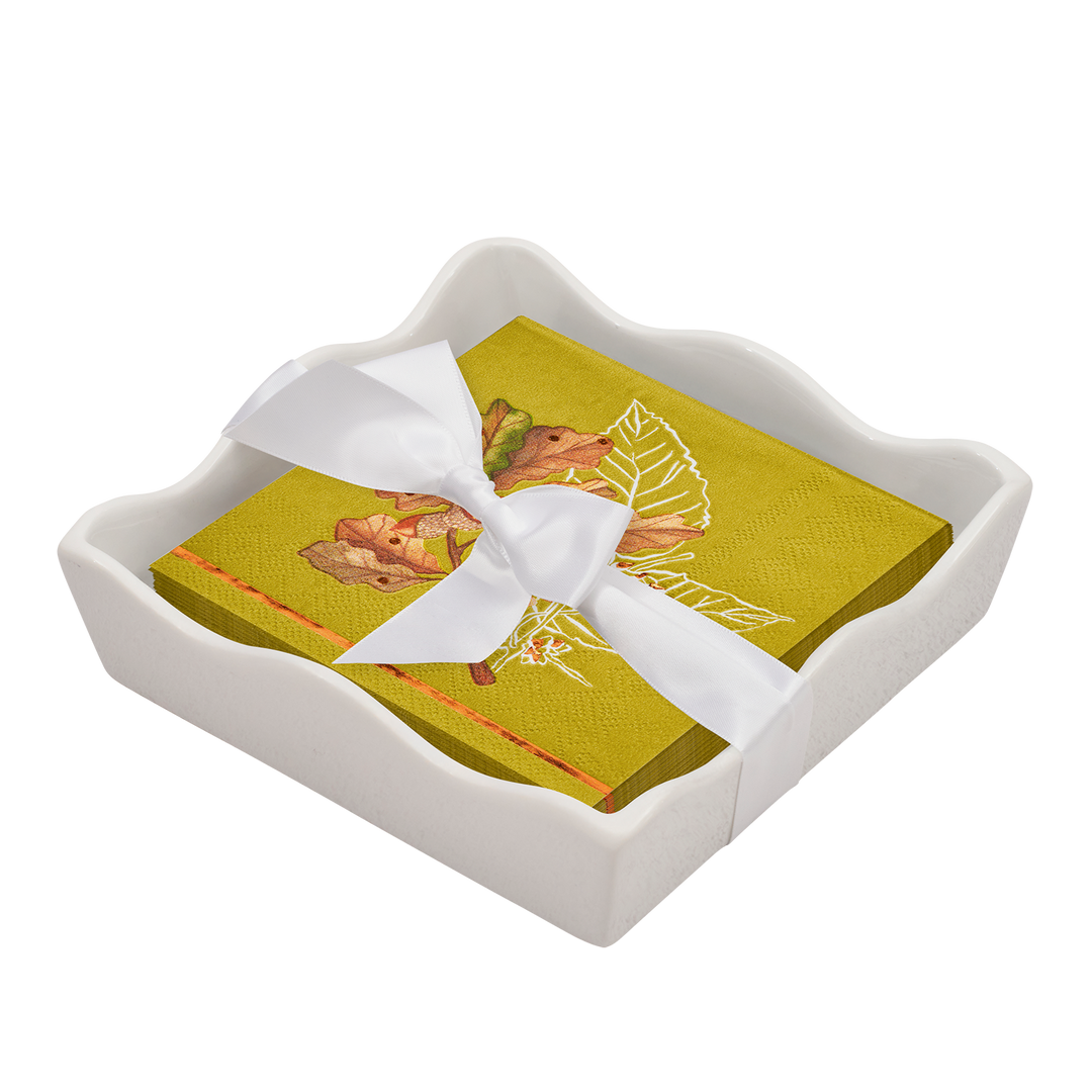 Thanksgiving Cocktail Napkin with Napkin Tray