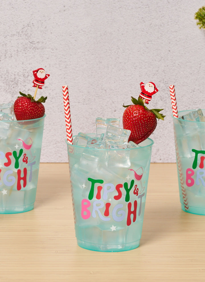 Scarlet Chevron Paper Cocktail Straw/25pk - Gift Box