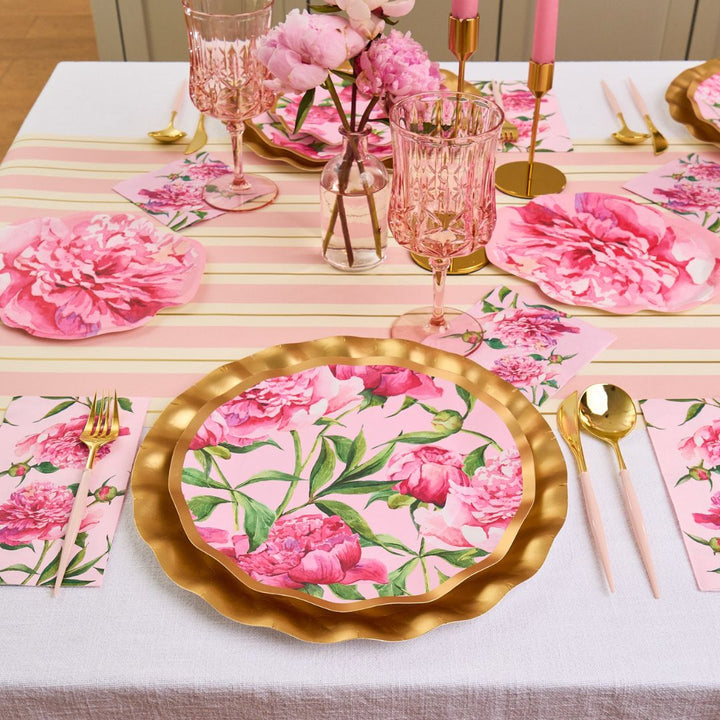 Wavy Salad Plate Pink Peonies - 8pkg