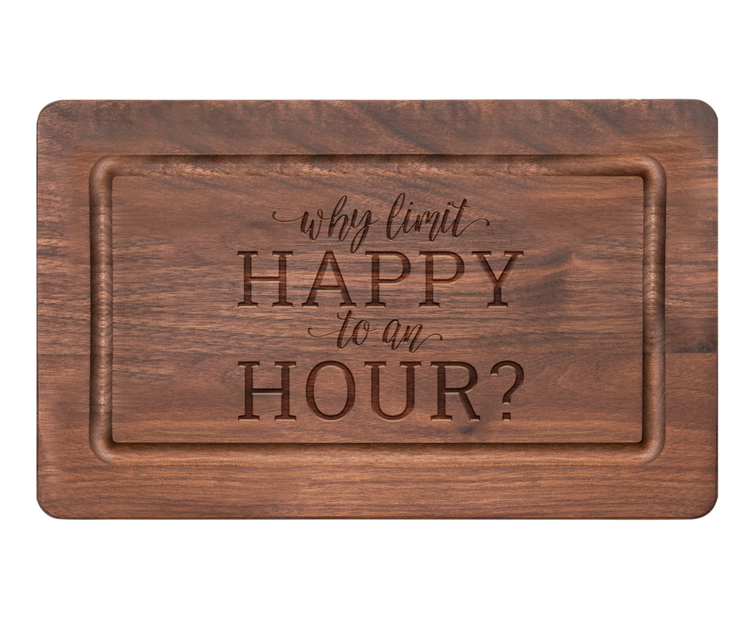 Maple Wood Walnut Cheeseboard | Why Limit Happy To An Hour | 13 x 8"